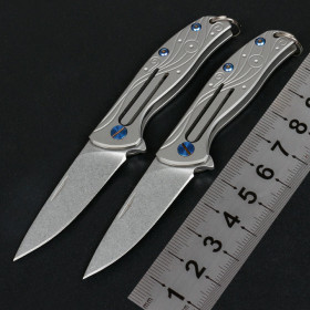 Titanium Handle D2 Steel Blade Small Seaweed Keychain Folding Pocket Knife UD405232